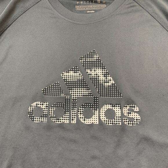 Adidas Shirt Mens L Large Titanium Climalite Big Logo Gym Train Soccer Football - Picture 3 of 10